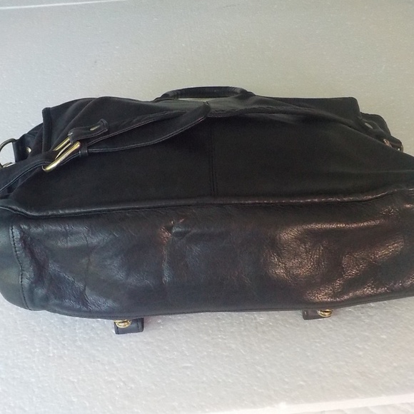 Black Leather Laptop/Biker/Tablet Tote - Picture 6 of 15